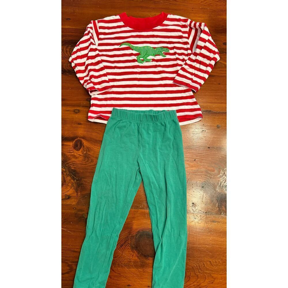 Luigi kids striped dinosaur appliqué tee & matching green pants 2T